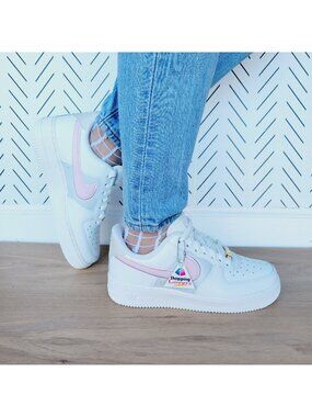 ⭐Nike Air Force 1 07 Women Shoes 7.5 White Pink Leather Retro Sneaker DQ0826-100